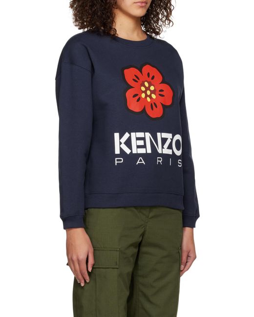 KENZO Blue Logo Printed Crewneck Sweatshirt