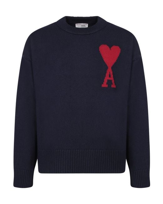 AMI Blue Ami De Coeur-Intarisa Sweater for men