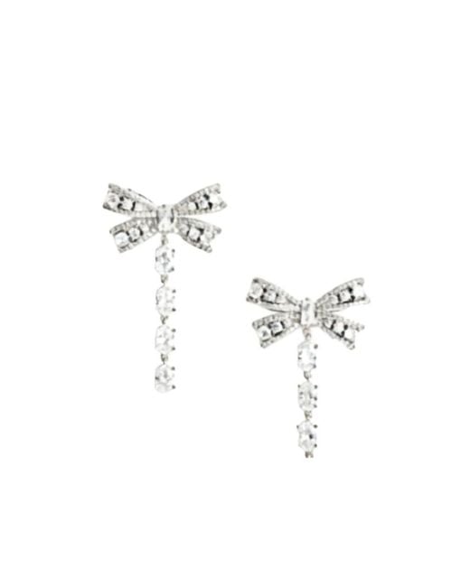 Self-Portrait White Crystal-Embellished Earrings
