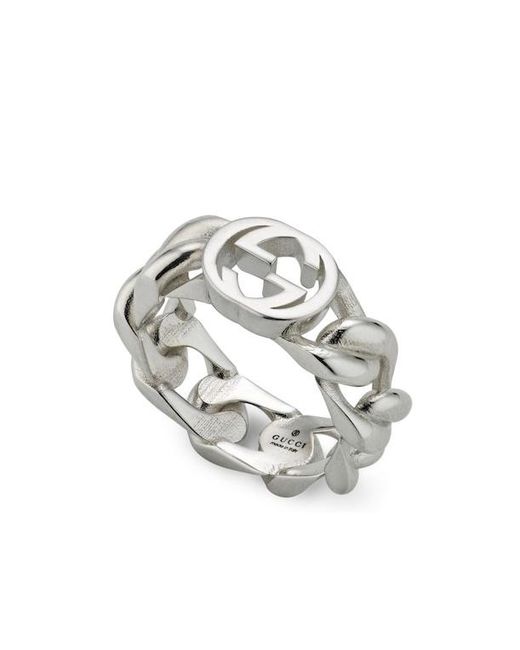 Gucci White Interlocking Ring for men