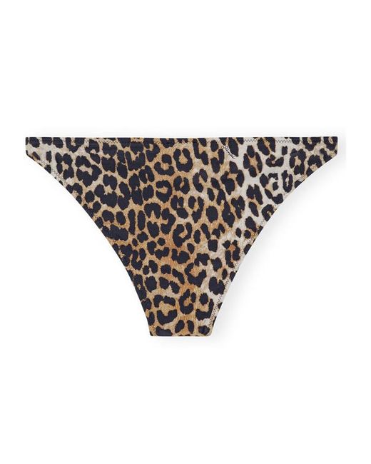 Ganni Black Recycled Leopard Printed Emblem Mini Briefs