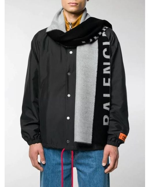 Balenciaga Black Logo Pattern Scarf for men