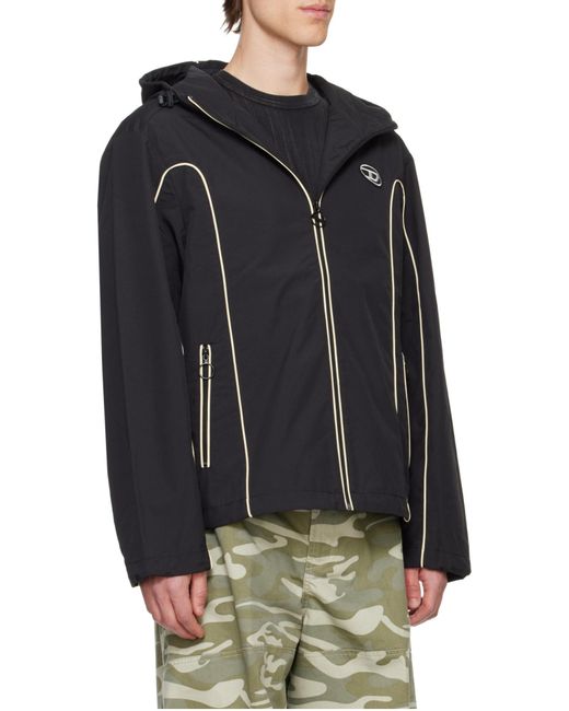 DIESEL Black J-Hives Logo-Appliqué Hooded Jacket for men