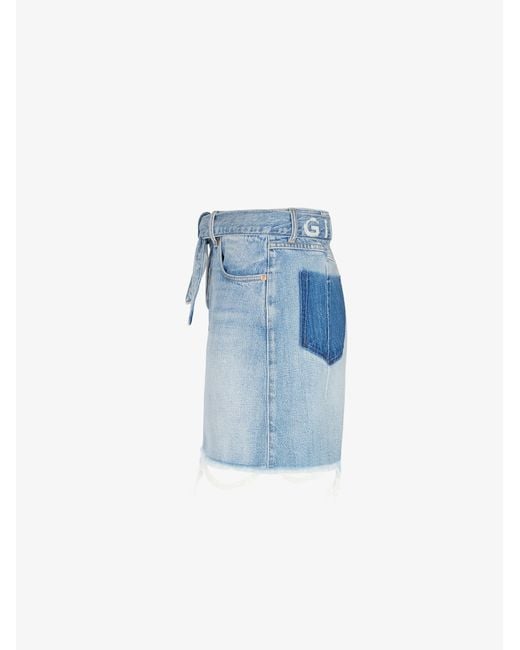 Givenchy Blue Belted Denim Mini Skirt