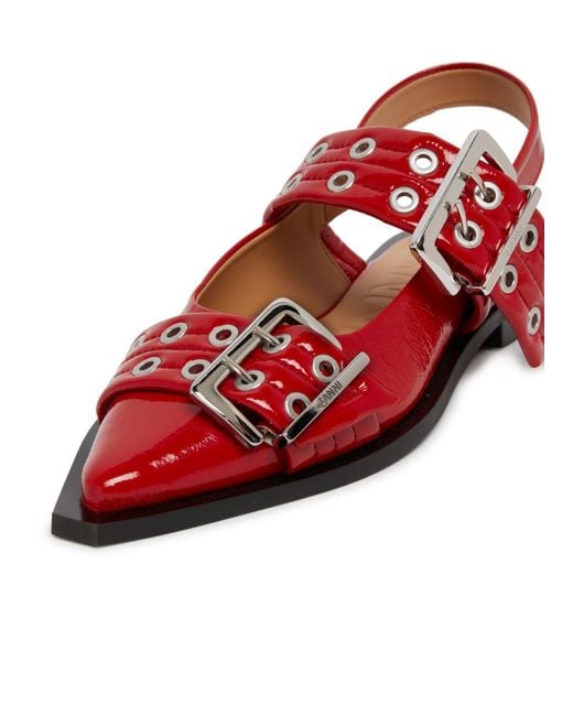 Ganni Red Pointed Toe Flat Sandals