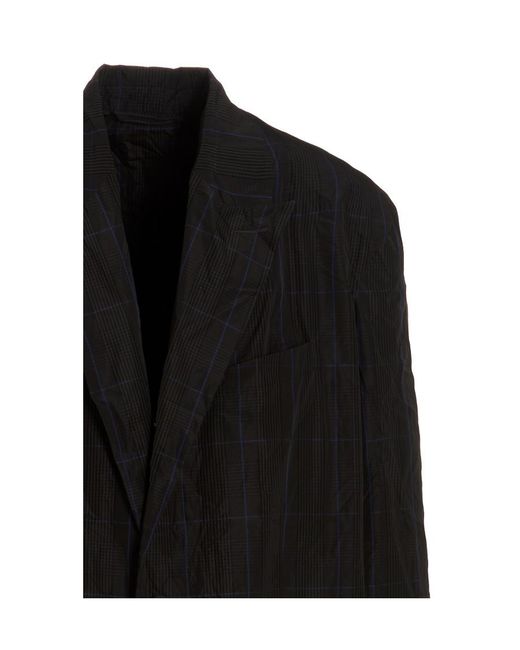 Balenciaga Black Checked Single-Breasted Coat for men