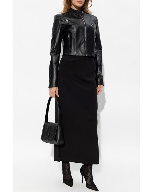 Dolce & Gabbana Black Cropped Biker Jacket