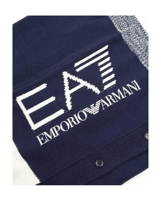 EA7 Blue Long-Sleeved Sweater Cardigan for men
