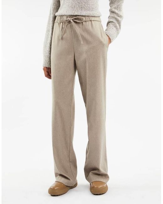 Fay Natural Drawstring Wide-Leg Pants