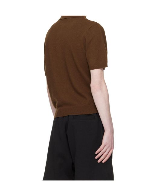 Entire studios Brown Short Sleeve Knit Polo for men