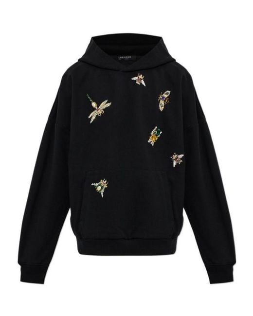 Balmain Black Long-Sleeve Hooded Sweatshirt for men