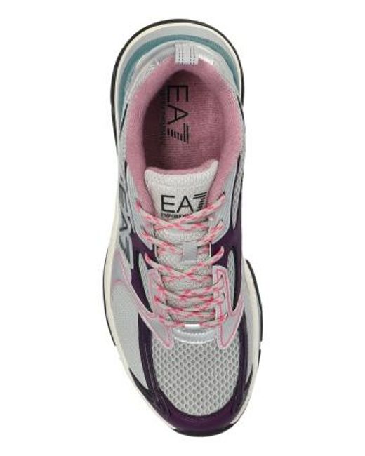 EA7 Gray Mesh Lace-Up Sneakers for men