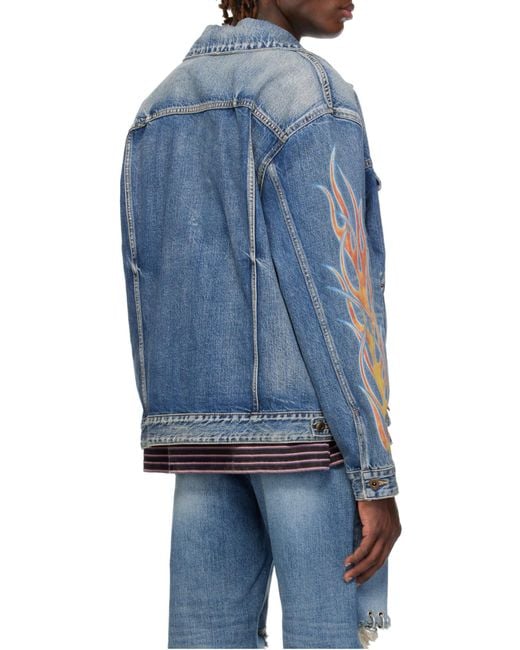 we11done Blue Flame Micro-Label Denim Jacket for men