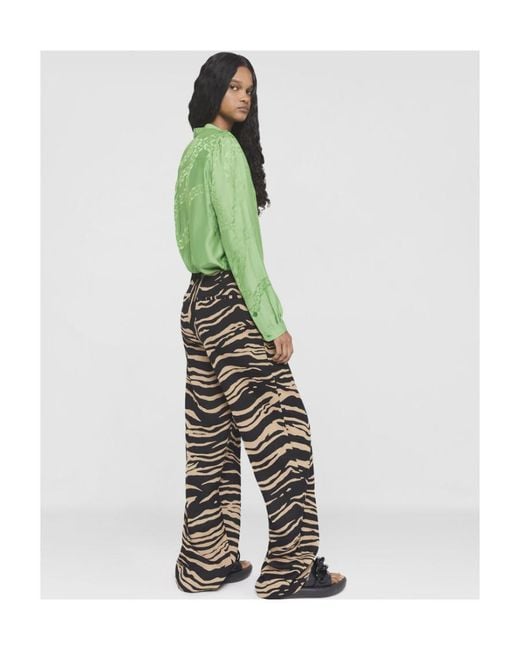 Stella McCartney Green Logo Long-Sleeved Blouse