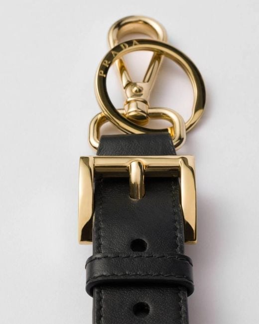 Prada White Leather Key Ring