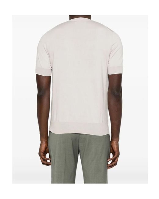 Brunello Cucinelli Pink Short Sleeved Ribbed Jumper for men