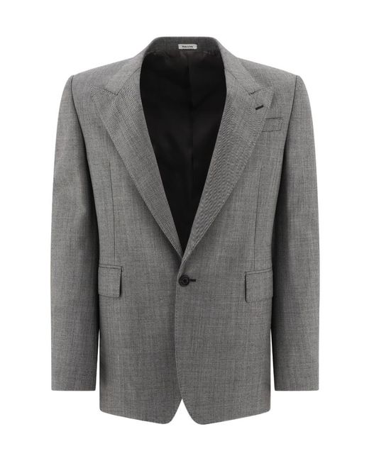 McQueen Black Single-Breasted Tailored Blazer for men
