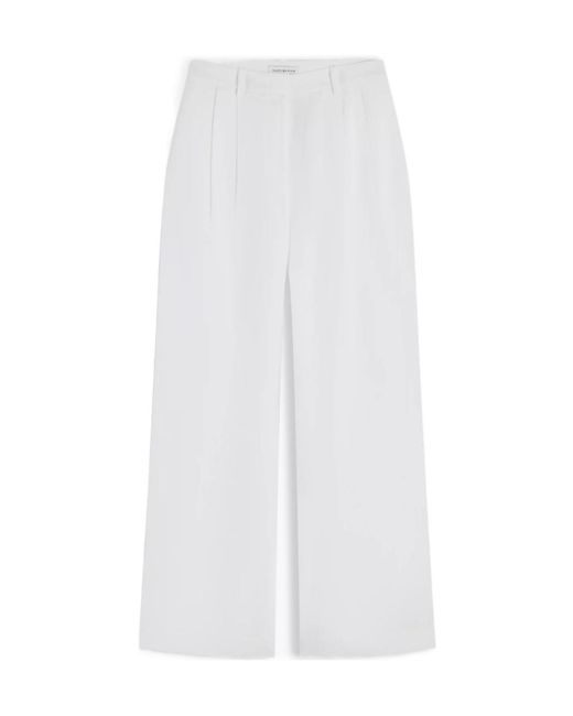 Tommy Hilfiger White Linen Blend Tailored Wide Leg Trousers