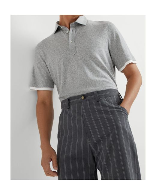 Brunello Cucinelli Gray Layered Button-Up Polo Shirt for men