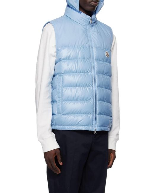 Moncler Blue Logo Patch Zip-Up Vest for men