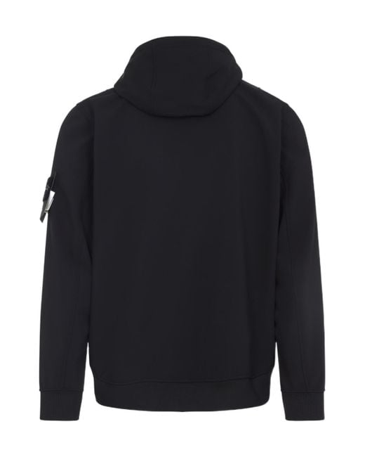 Stone Island Blue Logo Patch Zip-Up Hooded Jacket for men