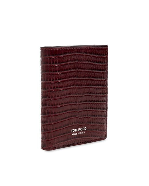 Tom Ford Purple Embossed Bi-Fold Wallet for men