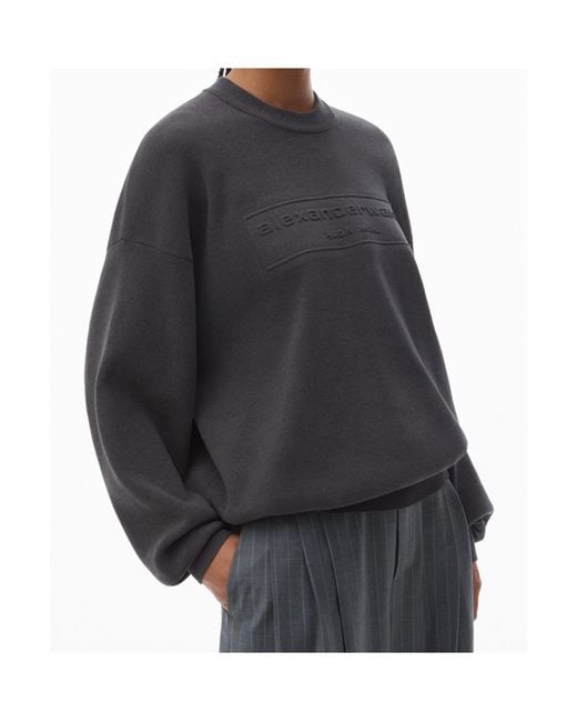 Alexander Wang Black Logo Embossed Ribbed-Knit Jumper