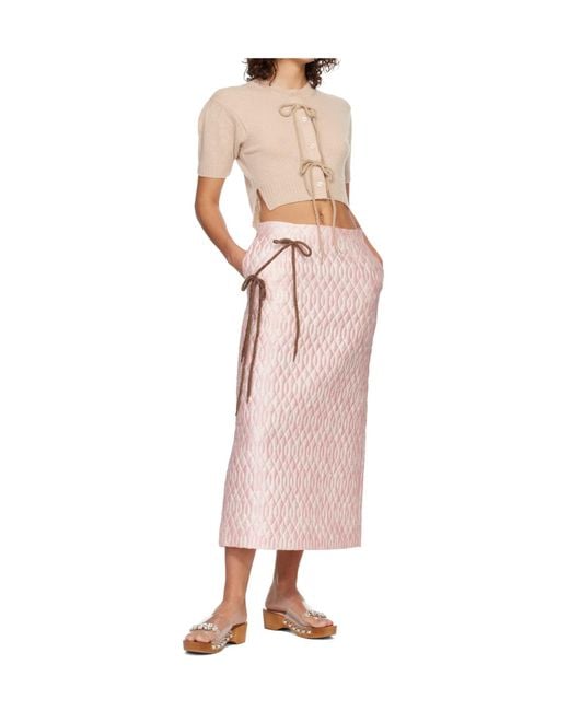 Simone Rocha Pink Quilted Pencil Skirt