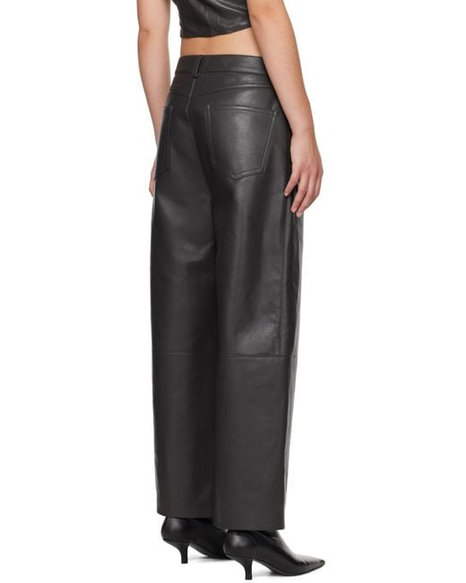 Nanushka Gray Cargo-Pocket Leather Trousers