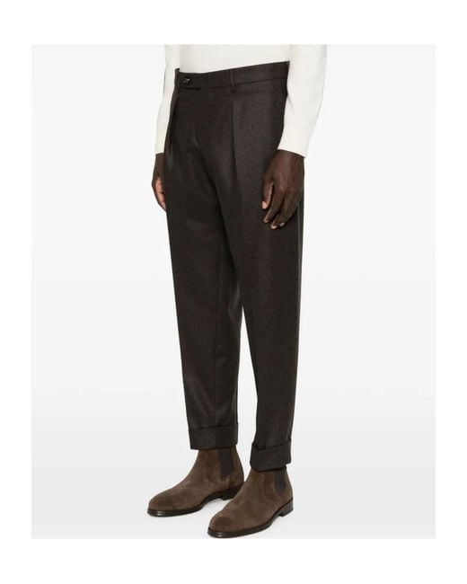 Berwich Gray Pleated Wool Trousers for men