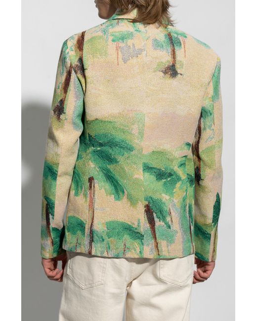 Emporio Armani Green All-Over Print Blazer for men
