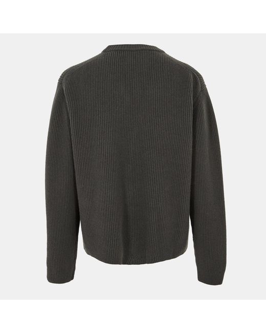 Gucci Gray V-Neck Ribbed Knit Cardigan for men