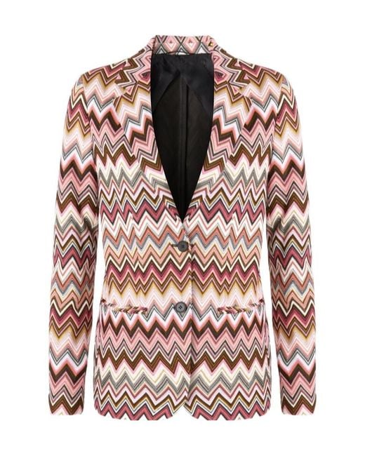 Missoni Pink Zigzag Single Breasted Blazer