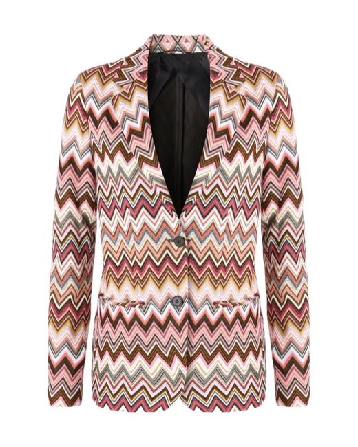 Missoni Pink Zigzag Single Breasted Blazer