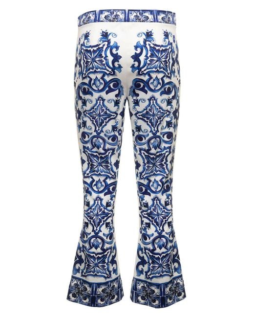 Dolce & Gabbana Blue Majolica Printed Flared Pants