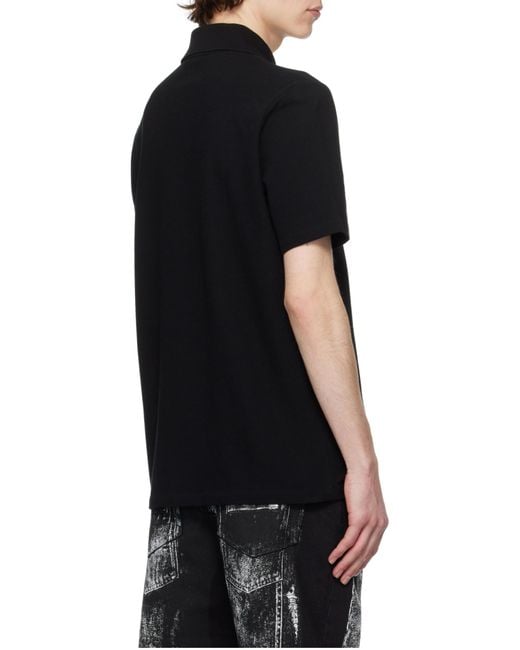 Balmain Black Logo Patch Polo Shirt for men