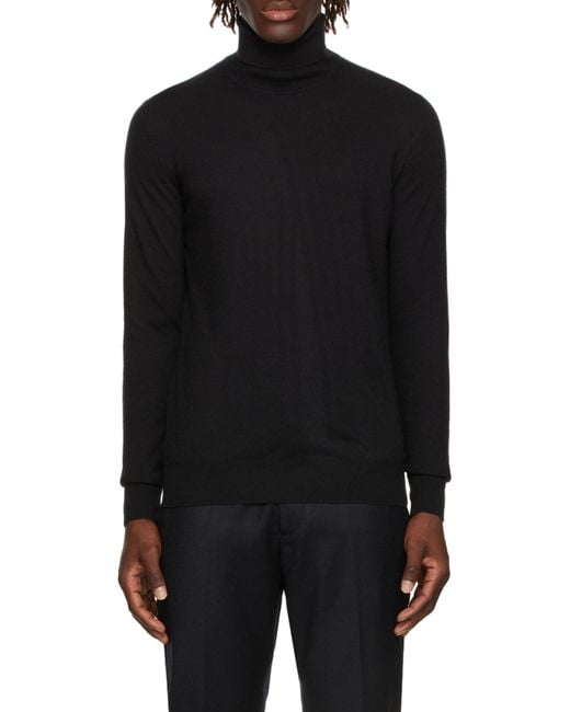 Loro Piana Black Turtleneck Knitted Jumper for men