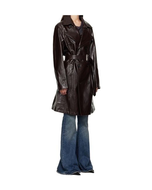 MM6 by Maison Margiela Black Faux Leather Trench Coat for men