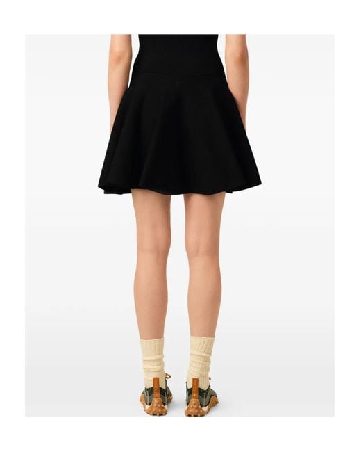 AMI Black Pleated Midi Skirt