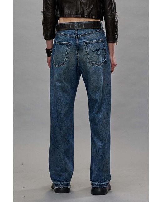R13 Blue D'Arcy Distressed Loose Jeans