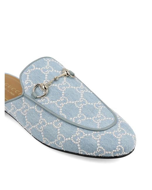 Gucci White Monogrammed Slip-On Loafers