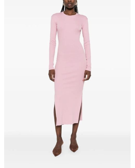 Nanushka Pink Long-Sleeve Cut-Out Midi Dress