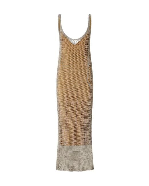 Pinko Natural Sleeveless Crochet-Knit Dress