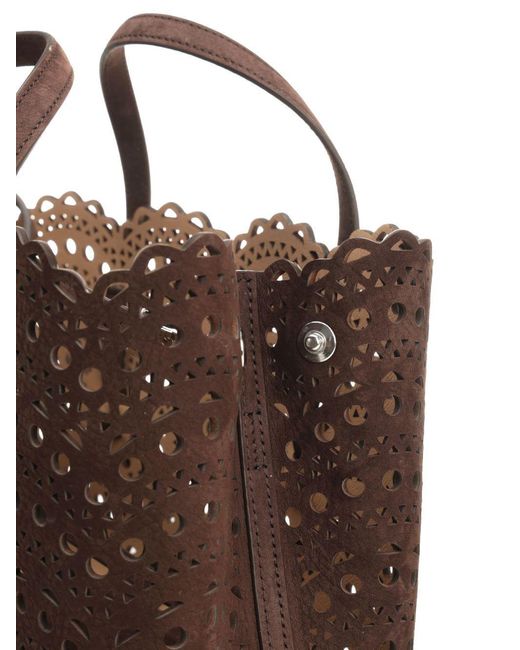 Alaïa Brown Alaïa Mina E/W Medium Tote Bag