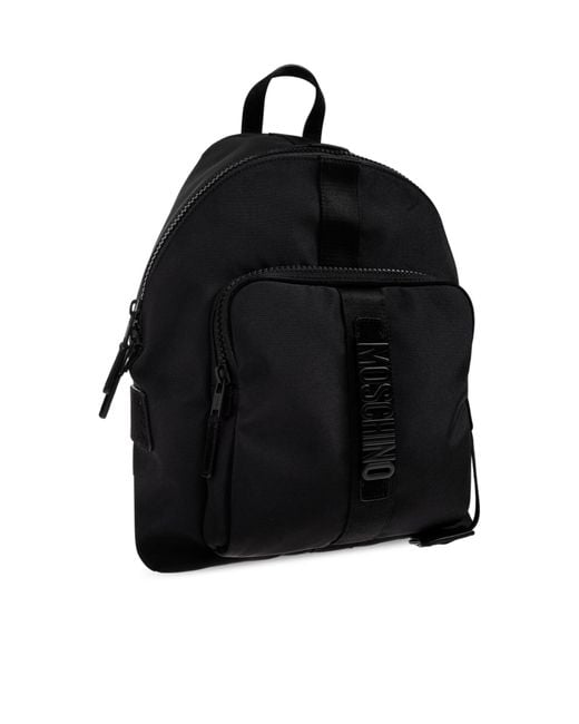 Moschino Black Logo Detailed Zipped Backpack for men