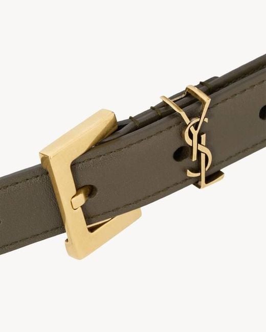 Saint Laurent White Cassandre Thin Belt