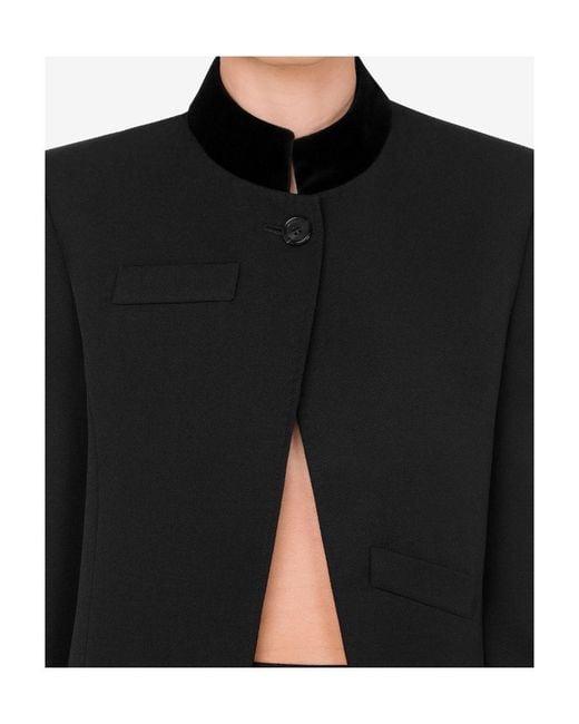 Moschino Black Wool Long-Sleeved Casual Jacket