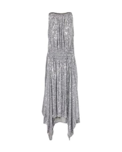 Rabanne Gray Sequined Gathered Cocktail Dress