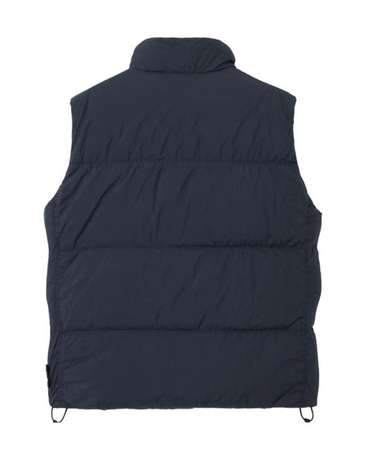 Stone Island Blue Logo Patch High Neck Sleeveless Vest for men