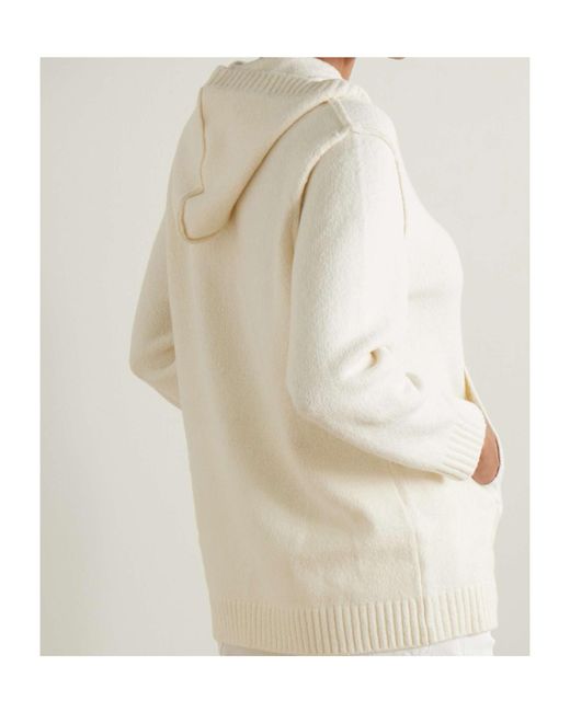 James Perse White Long-Sleeved Hooded Sweatshirt